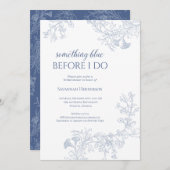 Iets blauwe bloemenbruids douche uitnodiging (Voorkant / Achterkant)