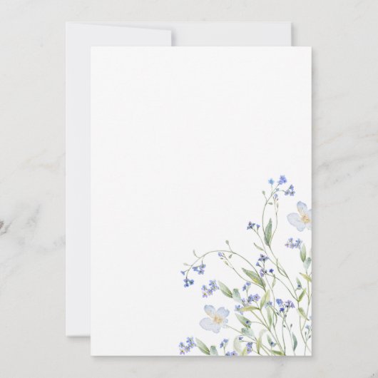 Iets blauwe bloemenbruids douche uitnodiging (Achterkant)