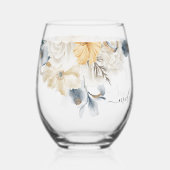 IETS BLAUWE Bloemenbruiloft Dank u Wijnglas Zonder Voet (Voorkant)