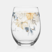 IETS BLAUWE Bloemenbruiloft Dank u Wijnglas Zonder Voet (Achterkant)