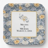 IETS BLAUWE BLOEMENPATROON PAPIEREN BORDJE (Voorkant)