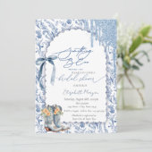 Iets blauwe boog druipt cowboylaarzen Bloemen Kaart (Staand voorkant)