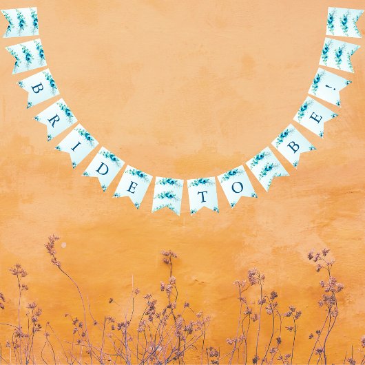 Iets Blauwe Bruid Wordt Florale Bruidsdouche Vlaggetjes