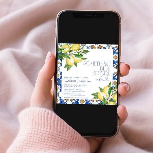 Iets Blauwe Citroen Marokkaanse QR Bruidsdouche Kaart