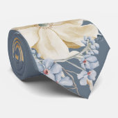 IETS BLAUWE GROTE BLOEMIGE bruiloft Stropdas (Opgerold)