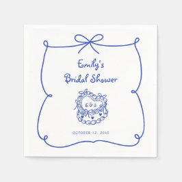 Iets blauwe hand getrokken grillige taart servet