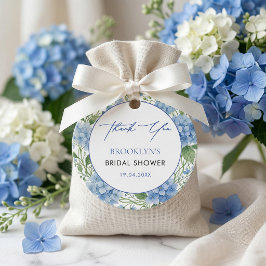 Iets Blauwe Hortensia Bloemachtige Bruidsdouche Bedankjes Labels