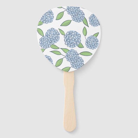 Iets blauwe Hydrangea Kustbruiloft Handwaaier (Achterkant)