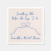 Iets Blauwe Strik Handgetekende Bruidsdouche Servet (Voorkant)