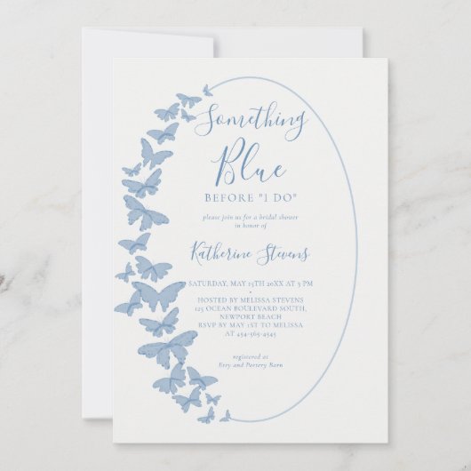 Iets blauwe vlinders Boho Chic Vrijgezellenfeest Kaart (Voorkant)