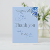 Iets Blauwe Waterverf Floral Vrijgezellenfeest Bedankkaart (Staand voorkant)