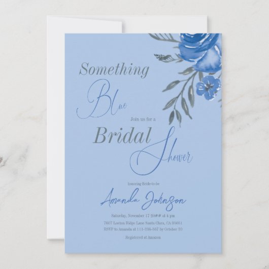 Iets Blauwe Waterverf Floral Vrijgezellenfeest Kaart (Voorkant)