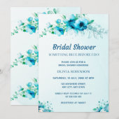 Iets Blauwe Waterverf Floral Vrijgezellenfeest Kaart (Voorkant / Achterkant)