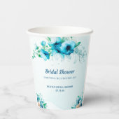 Iets Blauwe Waterverf Floral Vrijgezellenfeest Papieren Bekers (Achterkant)