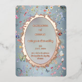 Iets Blauwe Wilde Bloemen Bruiloft Folie Uitnodigi Folie Uitnodiging (Voorkant)