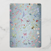 Iets Blauwe Wilde Bloemen Bruiloft Folie Uitnodigi Folie Uitnodiging (Achterkant)