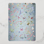 Iets Blauwe Wilde Bloemen Bruiloft Folie Uitnodigi Uitnodiging (Achterkant)