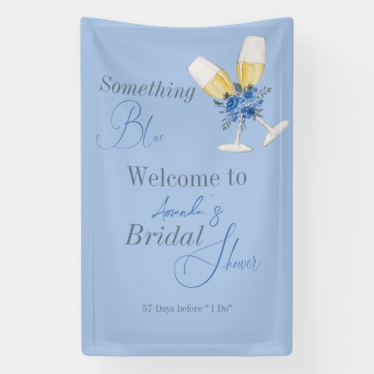 Iets Blauws Aquarel Bloem Bruidsdouche Spandoek (Verticaal)