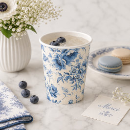 Iets Blauws Bloemig Frans Toile Chinoiserie Papieren Bekers