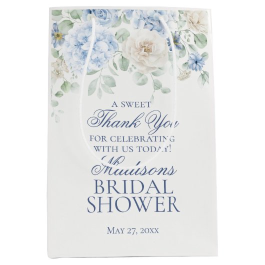 Iets Blauws Bloemig Hydrangea Bruidsfeest Favor Medium Cadeauzakje (Voorkant)