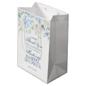 Iets Blauws Bloemig Hydrangea Bruidsfeest Favor Medium Cadeauzakje (Achterkant Gekanteld)