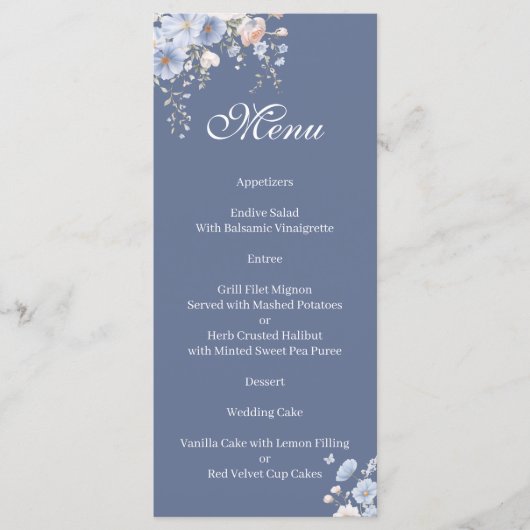Iets blauws bloemig menu (Voorkant)