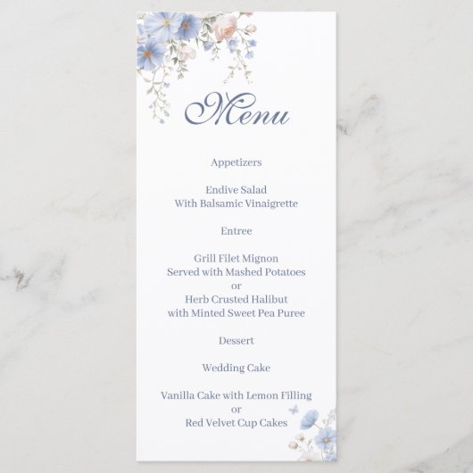 Iets blauws bloemig Menu (Voorkant)