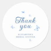 Iets Blauws Bruidsdouche Bedankt Ronde Sticker (Voorkant)