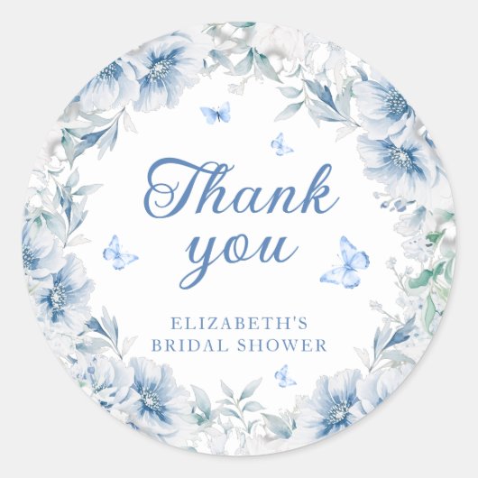 Iets Blauws Bruidsdouche Bedankt Ronde Sticker (Voorkant)