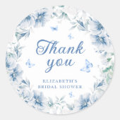 Iets Blauws Bruidsdouche Dank Je Wel Ronde Sticker (Voorkant)