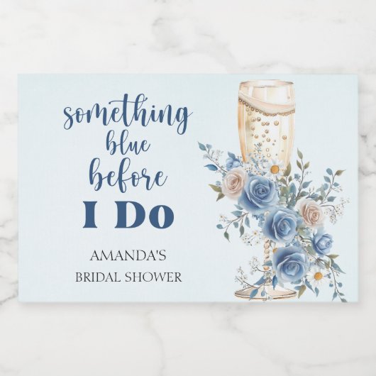 Iets Blauws Bruidsroze Bruiloftsfeest Sparkling Wijnetiket (Enkel label)