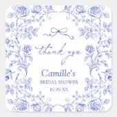 Iets Blauws Bruiloft Feest Bedankt Vierkante Sticker (Voorkant)