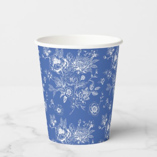 Iets blauws chinoiserie blauwe bruidsdouche papieren bekers (Achterkant)