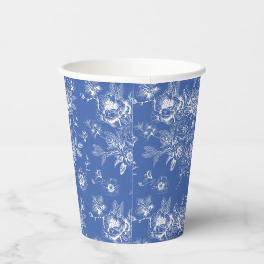 Iets blauws chinoiserie blauwe bruidsdouche papieren bekers (Rechts)