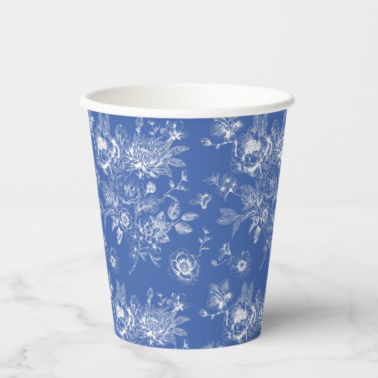 Iets blauws chinoiserie blauwe bruidsdouche papieren bekers (Voorkant)