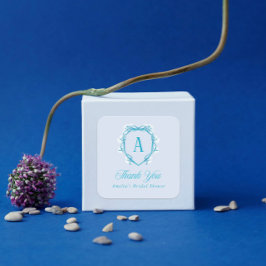 Iets Blauws Dank Je Bruids Bruiloftsfeest Bloemen Vierkante Sticker