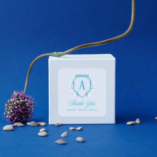 Iets Blauws Dank Je Bruids Bruiloftsfeest Bloemen Vierkante Sticker