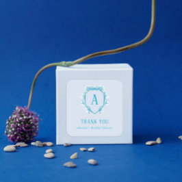 Iets Blauws Dank Je Bruids Bruiloftsfeest Bloemen Vierkante Sticker