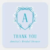 Iets Blauws Dank Je Bruidsfeest Bloemen Vierkante Sticker (Voorkant)