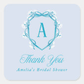 Iets Blauws Dank Je Bruidsfeest Bloemen Vierkante Sticker (Voorkant)