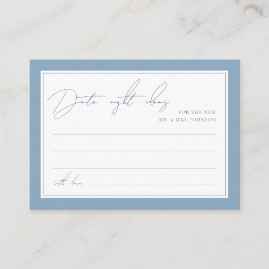 Iets Blauws Date Night Ideeën Bruidsfeest Informatiekaartje (Voorkant)