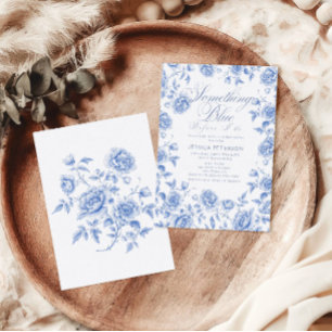 Iets Blauws Elegante Chinoiserie Bruiloft Borrel Kaart