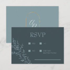 Iets Blauws Elegante Moderne Antwoordkaart RSVP Kaartje