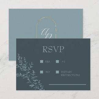 Iets Blauws Elegante Moderne Antwoordkaart RSVP Kaartje