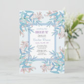 Iets Blauws en Roze Uitnodiging voor Baby Shower (Staand voorkant)