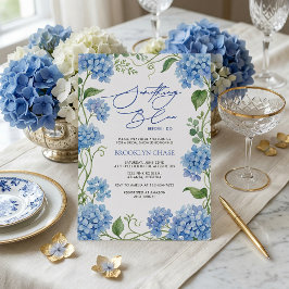 Iets Blauws Hydrangea Bloemige Bruidsdouche Kaart