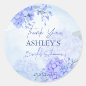 Iets blauws hydrangea's elegante bruidsdouche ronde sticker (Voorkant)