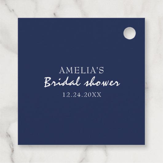 Iets blauws Navy blauw Bruidsdouche Bedankjes Labels (Achterkant)