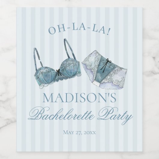 Iets Blauws Ondergoed Douche Verlovingsfeestje Wijn Etiket (Enkel label)