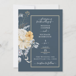 IETS BLAUWS, PASTEL BLOEMEN BRUILOFT KAART